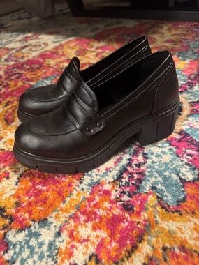 Women's Black Platform Chunky Loafers 90s
